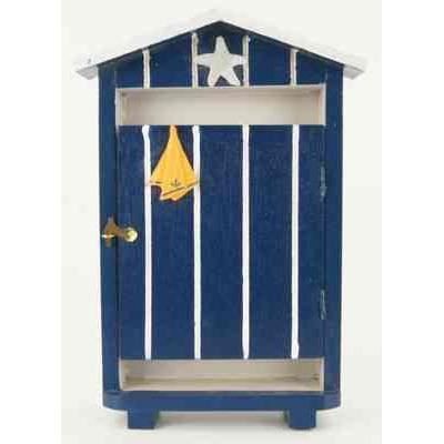 Boite Armoire A Clef Bois Cabine De Plage Bleu Achat Vente Boite De Rangement Bois Cdiscount