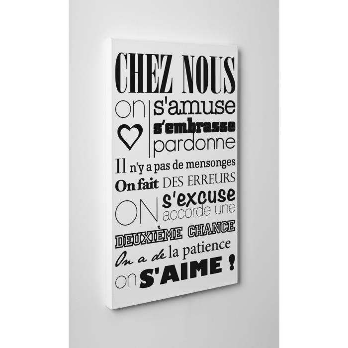 Tableau Chez Nous On S Aime En Photo Chez Nous Tableau Chez Nous On S Aime Blanc Noir 57x100 Cm