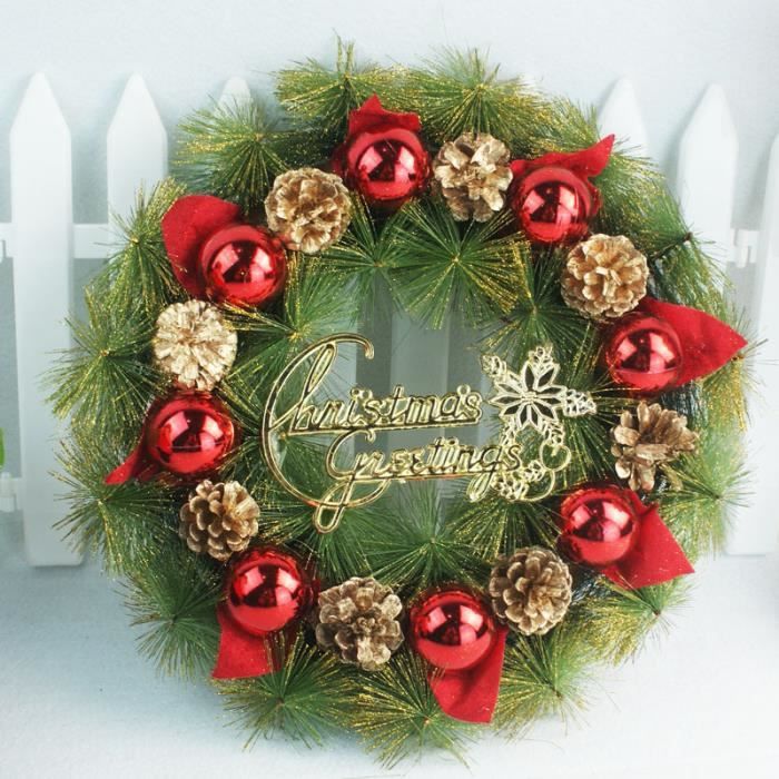 Couronne De Noël Pain D'épices 40 Cm Avec Lumières LED - Décoration Intérieur/extérieur - Style Farmhouse