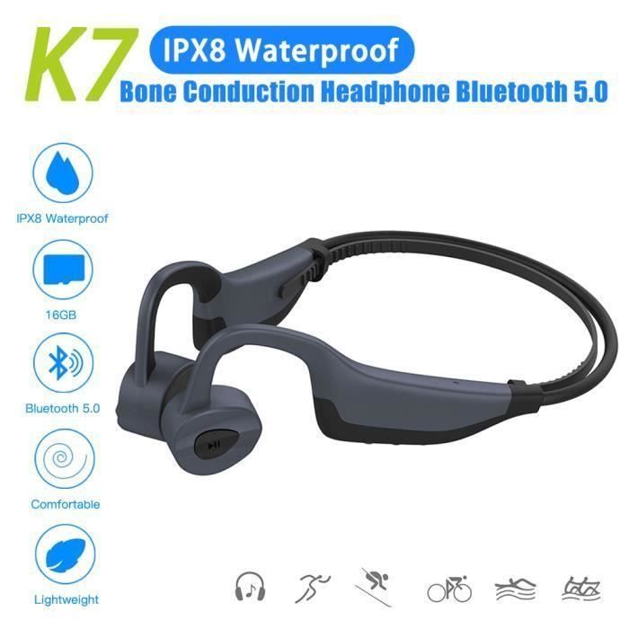 Écouteur Natation à Conduction Osseuse Bluetooth 5.0 - 16 Go Mémoire - Étanche IPX8 - Casque Sport