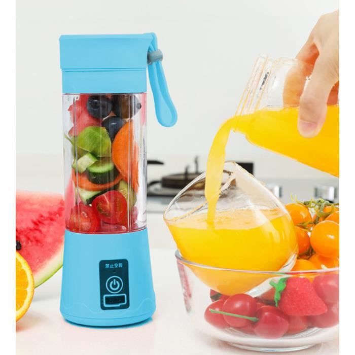 blender mini de fruits électrique portable usb rechargeable smoothies 380ml six lames bouteille pour jus