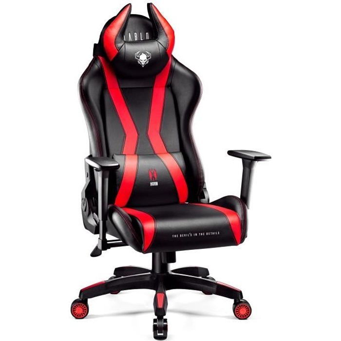 Chaise Gaming - Diablo - X-Horn 2.0 - Noir-Rouge - Accoudoirs 3D - XL - 200 kg