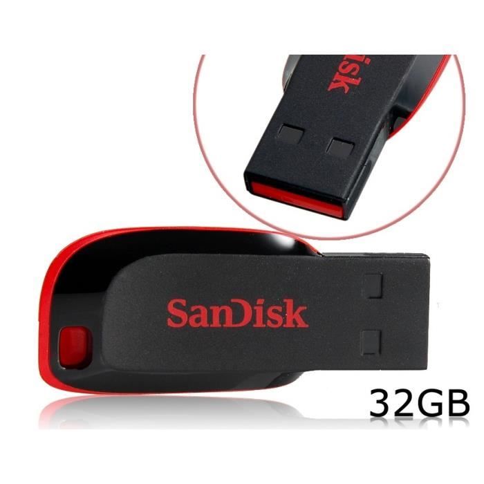 Clé USB SanDisk Cruzer Blade 64Go USB 2.0 - Rouge - Cdiscount Informatique