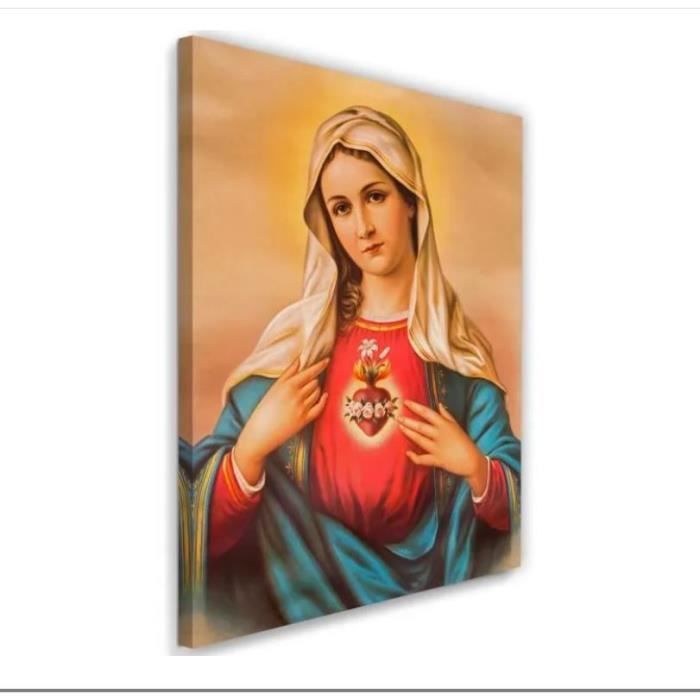 Poster Vierge Marie Vintage 30x45cm | Impression Toile Moderne | Décoration Murale Chrétienne