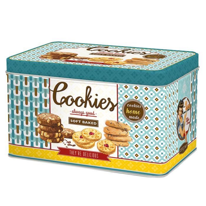 Boîte à Cookies SOFT BAKED en Métal Bleu de Rangement Conservation