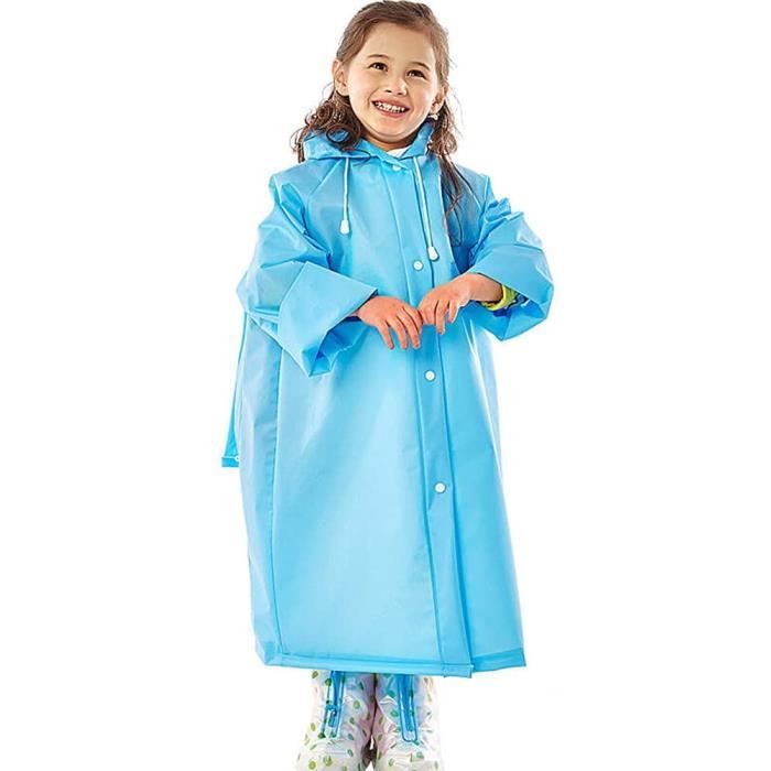 Poncho De Pluie Enfant Imperméable - Tissu Oxford Respirant, Avec Capuche Transparente, Tailles 3-12 Ans