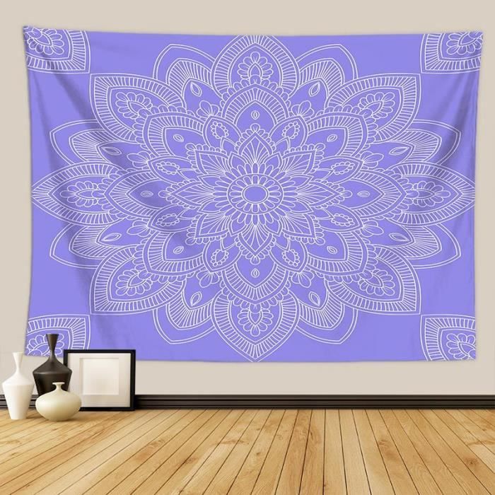 Mandala Blumen Wandteppich 130x150cm - Boho Dekoration Für Schlafzimmer & Wohnzimmer