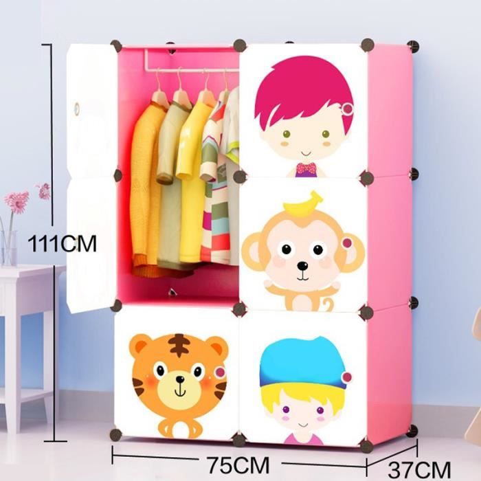 Armoire de Vêtement de Rangement Plastique Garderobe Simple 6 Casiers