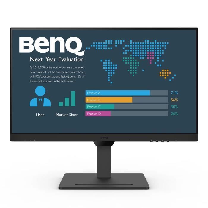 BenQ 27' LED - BL2790QT - Ecran PC 2.5K - 2560 x 1440 pixels - 5 ms (gris à gris) - 16-9 - Dalle IPS - HDMI-DisplayPort-USB-C - Pivo