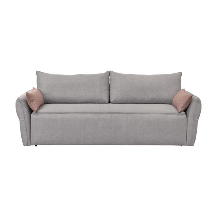 CALICOSY - Canapé lit 3 places avec coffre et matelas L238 cm - LAGOS - Gris CALICOSY - Canapé lit 3 places avec coffre et matelas L238 cm - LAGOS - Gris