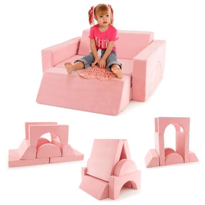 COSTWAY Canapé de Jeu Modulaire pour Enfants 8 Pièces avec Housse Amovible pour Salle de Jeux et Chambre 1055 x 101 x 48cm