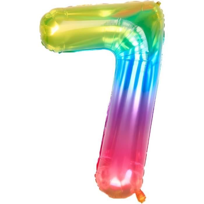 40 Pouces Foil Ballon Chiffre 3 Neon Rainbow (101Cm), Gonflable Hélium