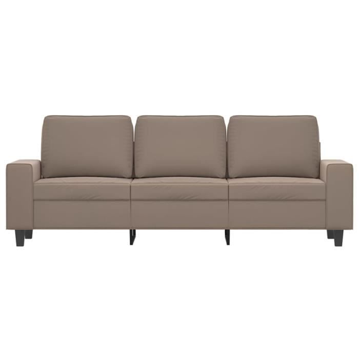 Canapé 3 Places Taupe 180 Cm – Tissu, Mousse, Bois, Dimensions 221x78x80 Cm