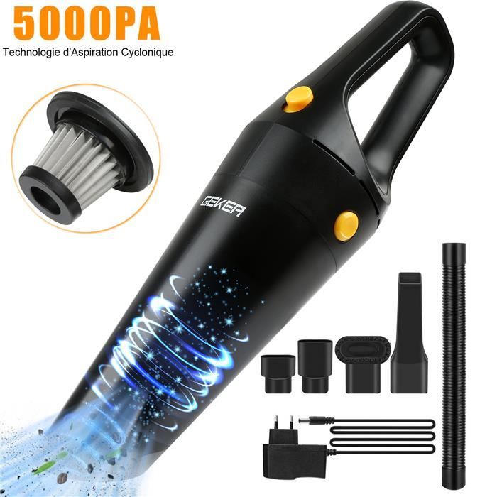 Geker® Aspirateur Voiture Sans Fil Aspirateur À Main Cyclonique 120w