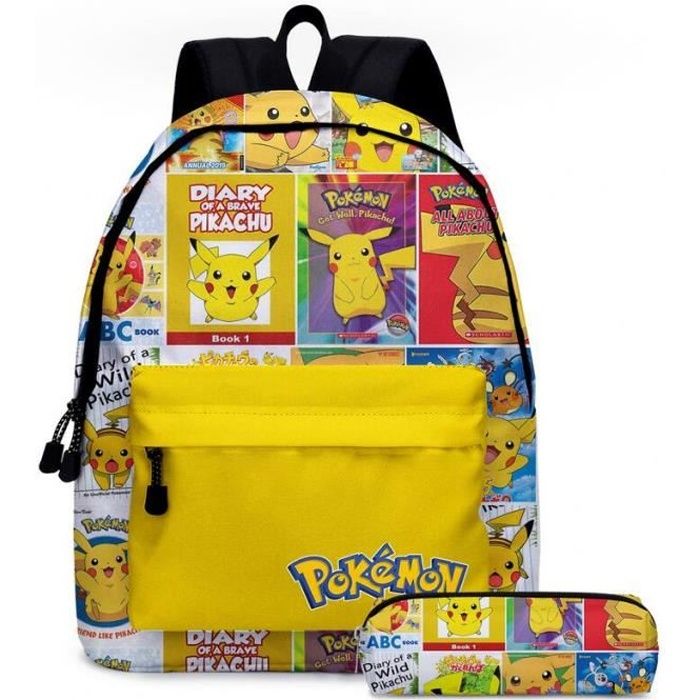 Sac à Dos Pokémon Enfant Pikachu Evoli Pokeball - Cartable Scolaire Garçon Fille
