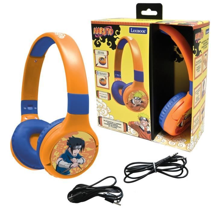 Casque 2 en 1 Bluetooth® et Filaie confortable et pliable avec limitation de son Naruto