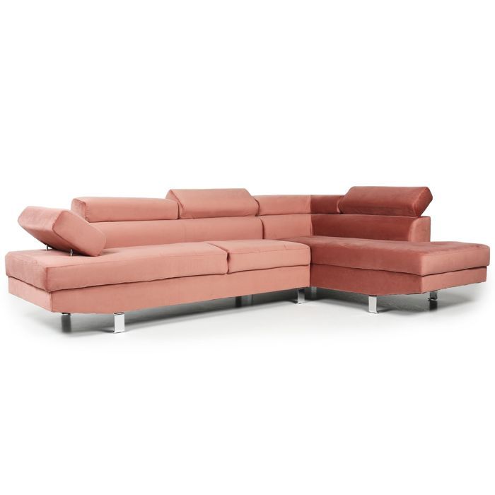 Canapé D'Angle Gauche INTENSE DECO Charly - 5 Places, Têtières Relevables, Gris Et Noir