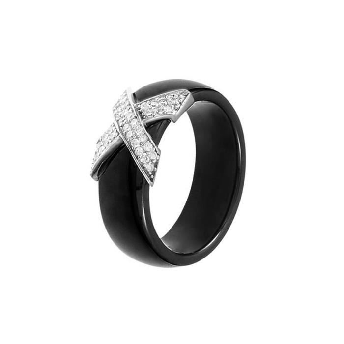 Mes Bijoux Fr Bague Femme En Ceramique Noire Et Argent 925 1000