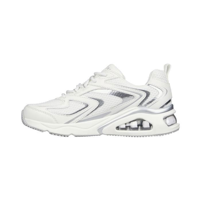 Baskets Femme SKECHERS Blanc Argent Lacets Confort Skech Air