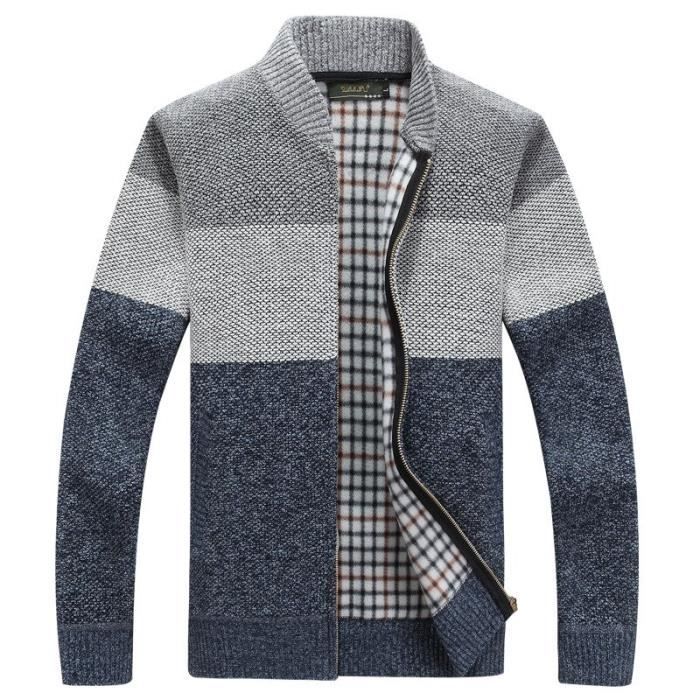 Cardigan Fred Perry Vintage Homme Taille XL - Laine Et Coton Bleu - Années 2000 - Occasion TB