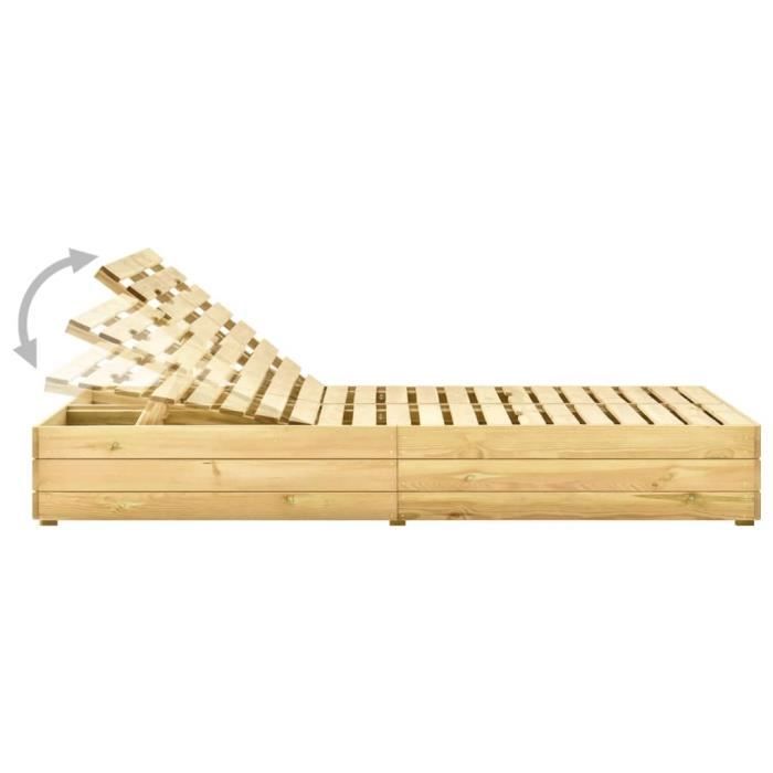 Chaise longue double et coussins crème Bois de pin imprégné SALUTUYA