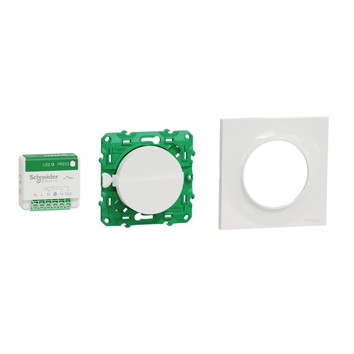 Kit de démarrage - Odace - S520192K - Actionneur micro - Interrupteur sans fil - Plaque blanche