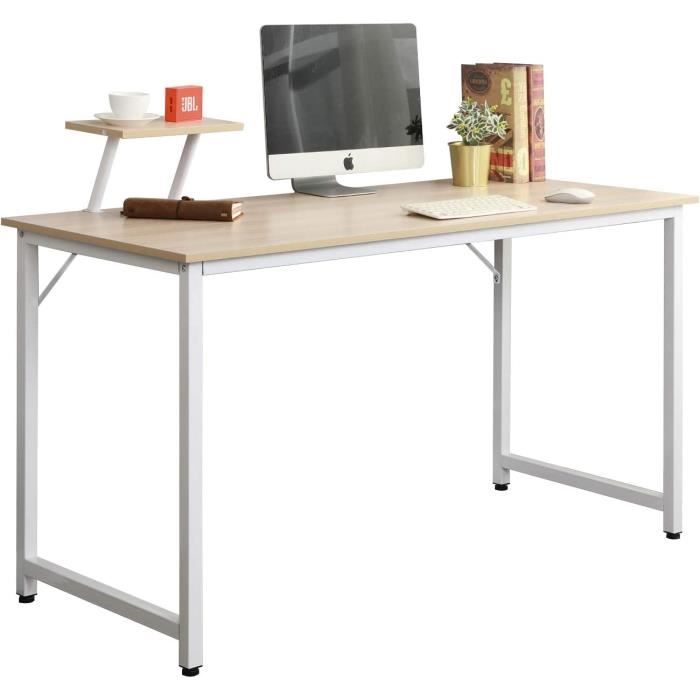 sogeshome bureau 100 x 50 cm informatique d'ordinateur avec un support, table d'étude/d'écriture pour maison/bureau, érable & blanc