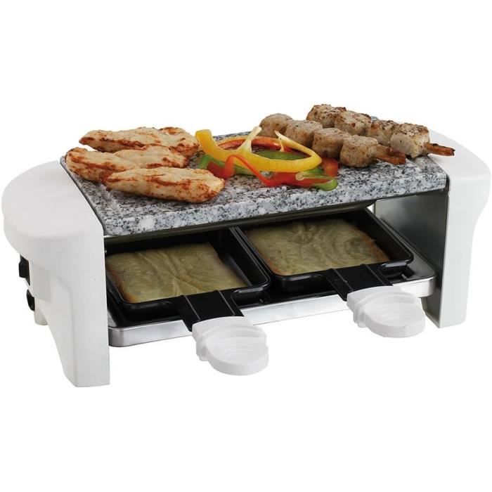 LIVOO DOC156W Appareil à Raclette 2 Personnes Grill Pierre en Granite ...