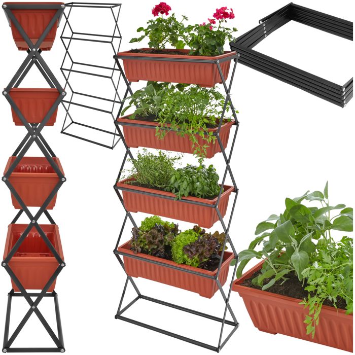 TECTAKE Jardinière verticale avec 4 bacs à fleurs 52 x