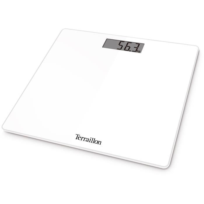 Pèse personne électronique Terraillon TSQUARE Blanc - Grand écran LCD - Capacité 180 Kg