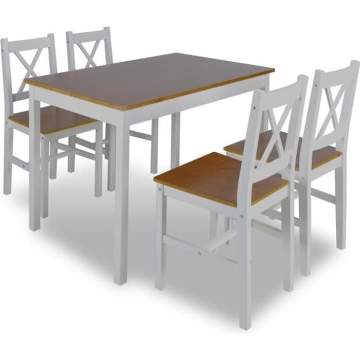 ensemble table cuisine avec 4 chaises en bois marron - tomtop - contemporain - design