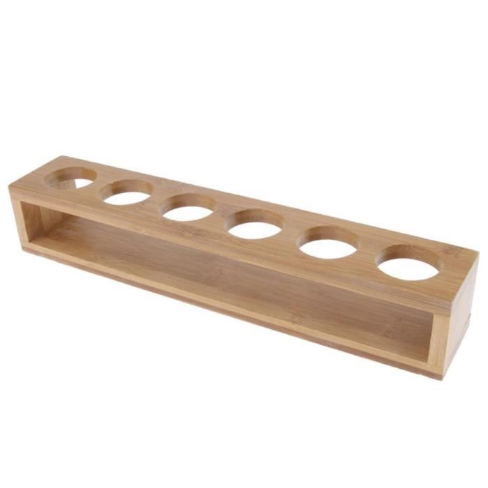 porte gobelet en verre a cocktail en bois avec 6 trous en bambou cdiscount maison