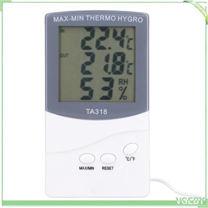 Meilleurs prix pour Thermomètre numérique intérieur/extérieur à sonde -50 à 70℃ Hygromètre Température Humidité