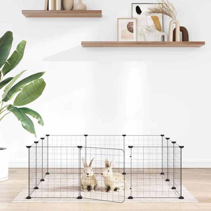 Comparer les prix de 171623  vidaXL Cage animaux de compagnie à 12 panneaux et porte Noir 35x35 cm