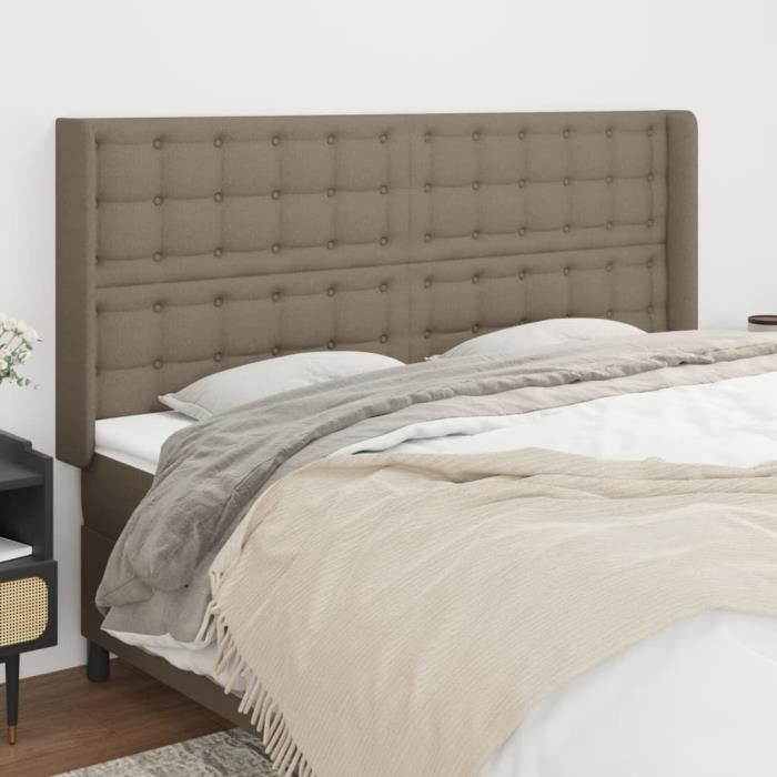 vidaXL Tête de lit avec oreilles Taupe 163x16x118-128 cm Tissu3120024