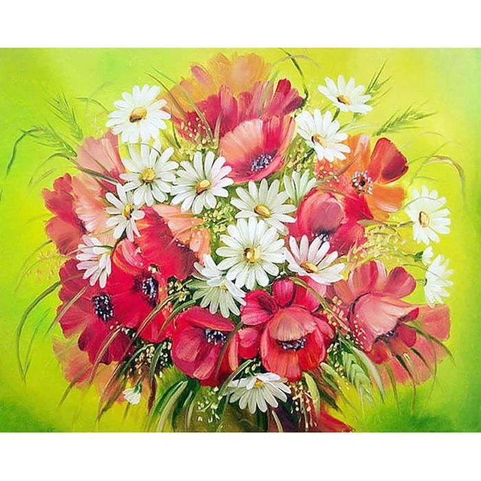 Kit Peinture Par Numéros Adultes Débutants - 4 Tableaux Fleurs 20x30cm Avec Cadre, Peintures Et Pinceaux