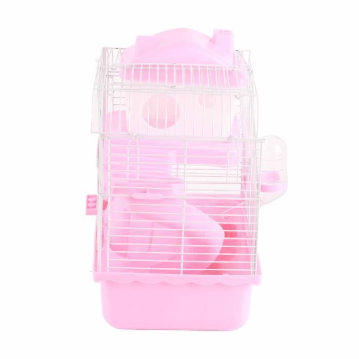 Comparer les prix de Vvikizy Cage de hamster Cage à Hamster à 2 niveaux, grand espace, conception à châssis haut, Cage d'habitat animalerie jouet Rose