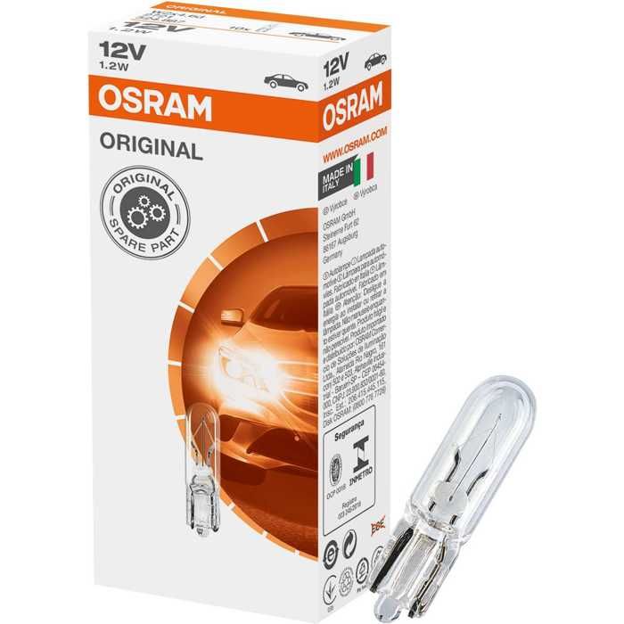 LAMPE/AMPOULE 12V 1.2W WEDGE OSRAM T5 (TEMOIN COMPTEUR) (W2x4.6d) CULOT DE VERRE