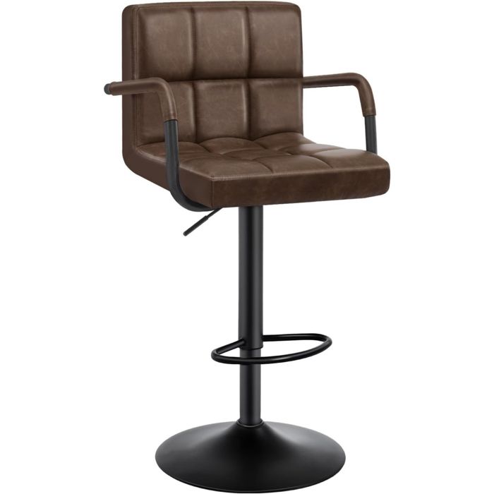 WOLTU Tabourets de Bar Brun Foncé Assise en Similicuir Rotatif Réglable en Hauteur Pied en métal