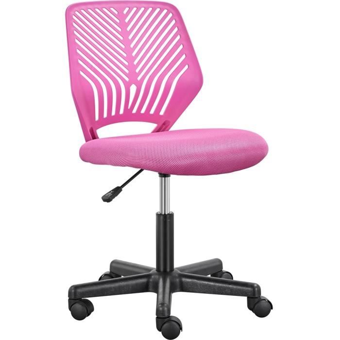 yaheetech chaise de bureau chaise d'ordinateur fauteuil bureau ergonomique pivotant fonction réglage charge de 136kg rose rouge