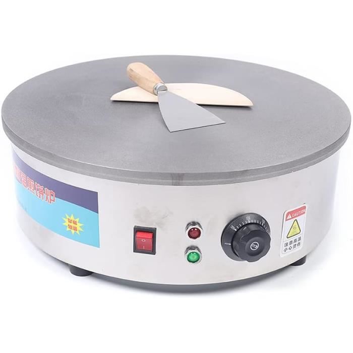 Appareil à Crêpes Électrique 3000W - Plaque 40cm, 50-300°C, Inox Avec Spatule Bois
