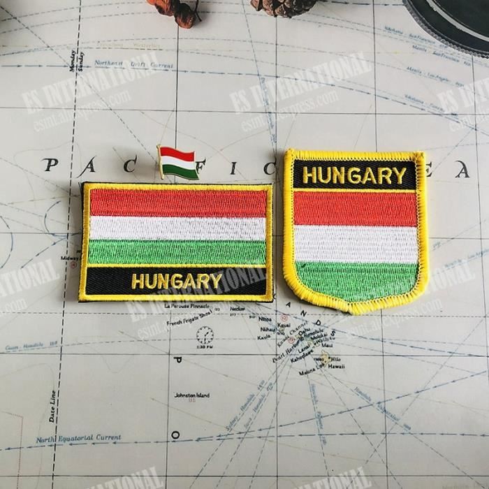 Porte-clés Brodé Patch Drapeau Hongrie - Hongrois - Tissu Multicolore - Fabriqué En France
