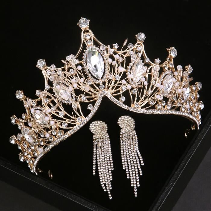 Luxylei Diadème Princesse Gothique Baroque Noir Cristal - Couronne Cosplay Mariage