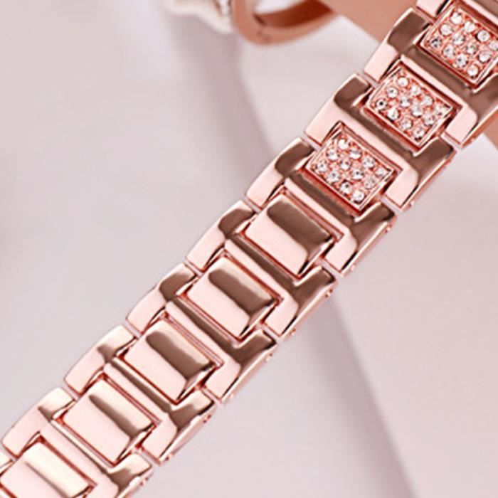 Montre Bracelet Alliage Doré Coffret Cadeau De Montre En Alliage D'or For Femme – Montre Bijou Cadeau Saint Valentin Anniversaire
