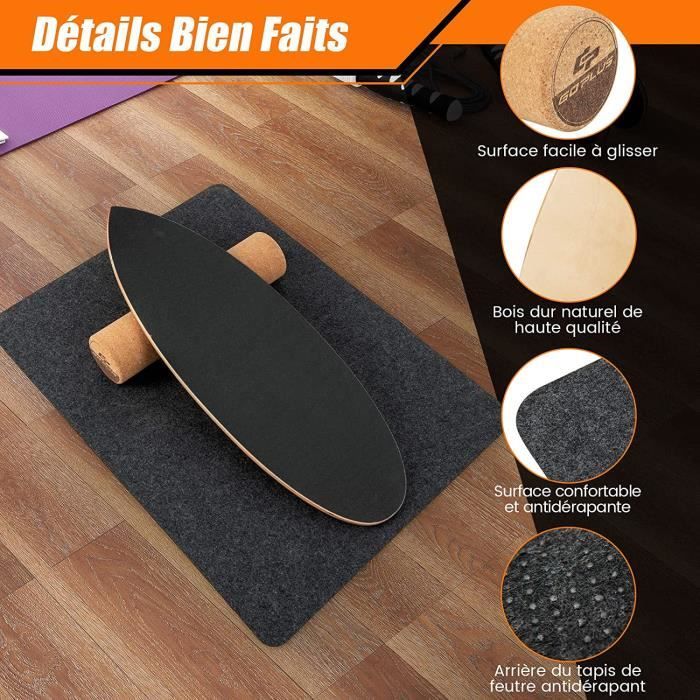 Planche d'Équilibre,Anti-Dérapant Portable en Bois,Planche D Équilibre
