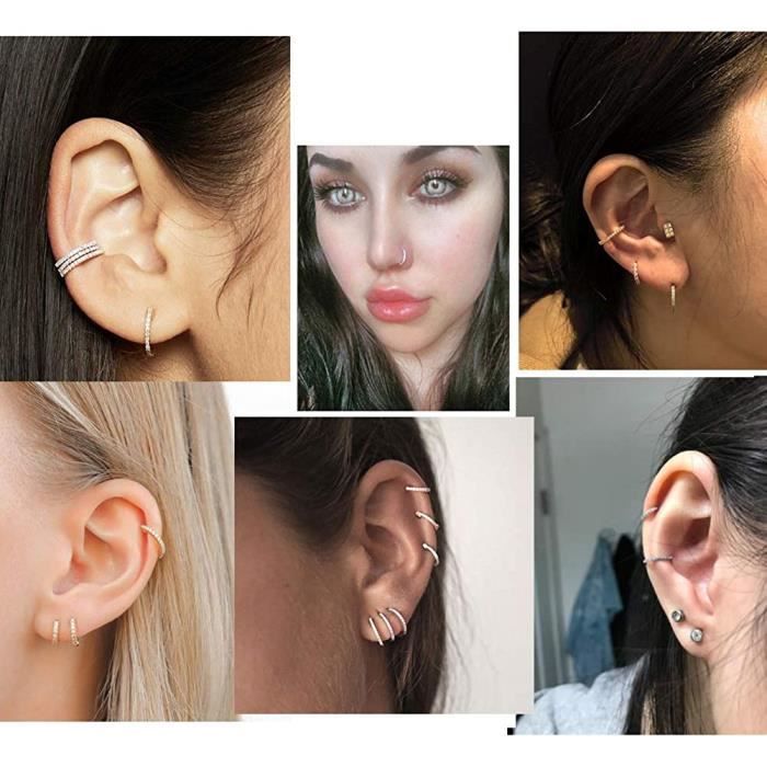 3 Anneaux De Nez 18G En Acier 316L - Or Et Argent - 8mm Et 10mm - Pour Piercing Septum, Cartilage, Lèvre
