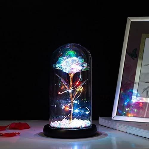 Rose Éternelle La Belle Et Bête - Avec Dôme Verre Et LED - Décoration Romantique - Cadeau Saint-Valentin
