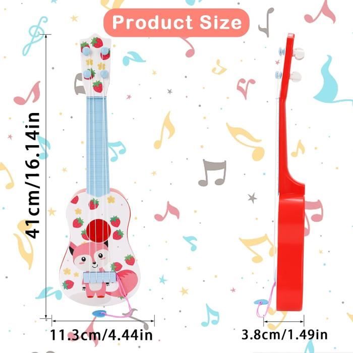 Dvkptbk Jouets pour Enfants de 9,92 Pouces Guitare Ukulélé - 4 Cordes Instruments de Musique Ukulélé Jouet Éducatif Mini Guitare Jouets pour Tout-Petits Garçons et Filles (Rouge