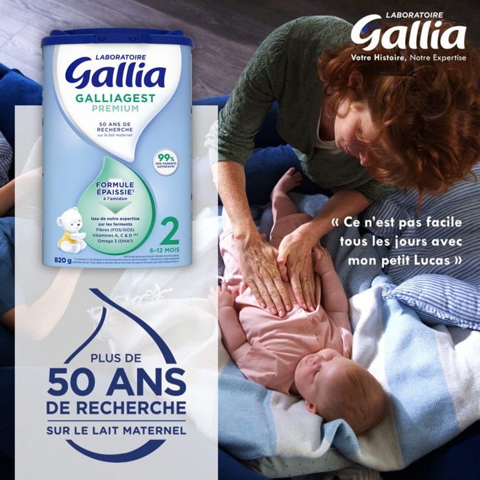 Gallia Galliagest Premium 1 Lait Galliagest Premium 2ème Âge 6-12 Mois - Lot De 3x820g Brassés Blédina Nature - Enrichi Vitamines Fer Galliagest Premium 6-12 Mois