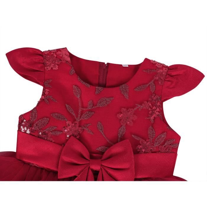 AmzBarley Fille Robe de Princesse en Robe Tulle de Sans Manches Fete Robe Taille 2 a 8 ans Rouge Cdiscount Pret a Porter